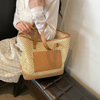 Women Straw Crochet Beach Handbag - Piña Colada