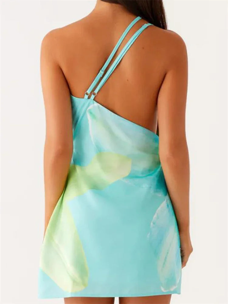 Sleeveless Spaghetti Strap Mini Dresses - Piña Colada