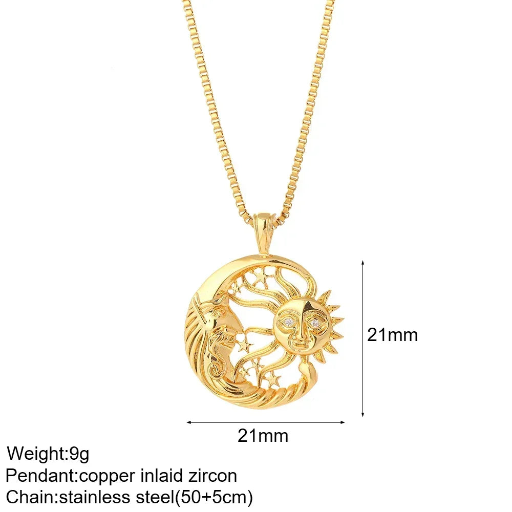 Gold Pendant Long Stainless Steel Chains - Piña Colada