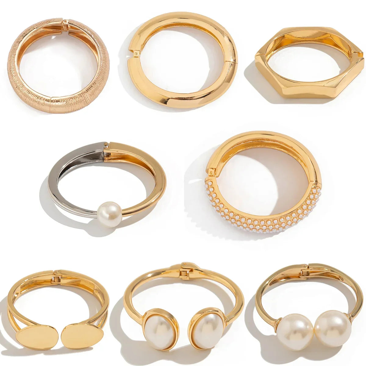 Vintage Creative Gold Color Bangles - Piña Colada