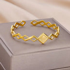 18K Gold-Plated Stainless Steel Cuff Bracelet for Women - Piña Colada