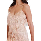 Dress Tassel Mini Dress Glitter - Piña Colada
