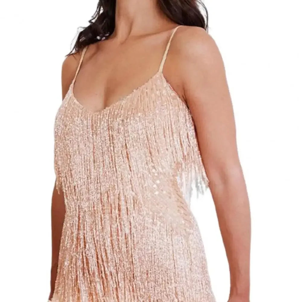 Dress Tassel Mini Dress Glitter - Piña Colada
