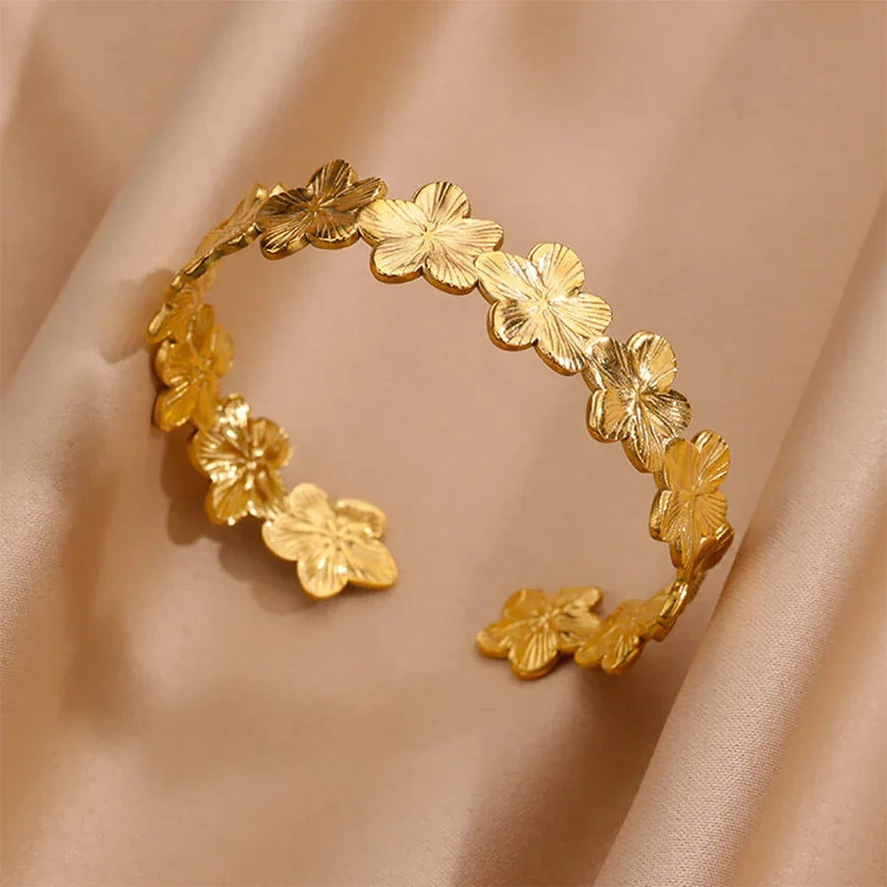 Stainless Steel Wide Bangles - Piña Colada