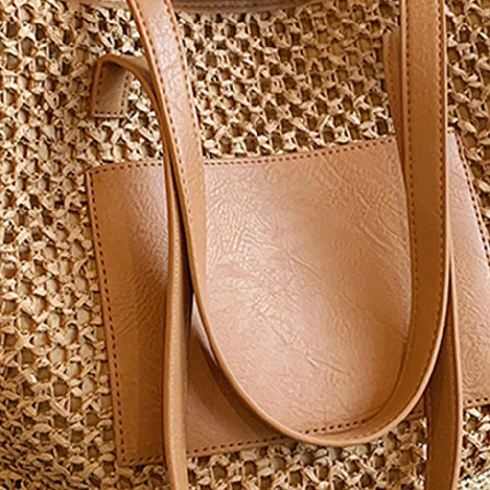 Women Straw Crochet Beach Handbag - Piña Colada