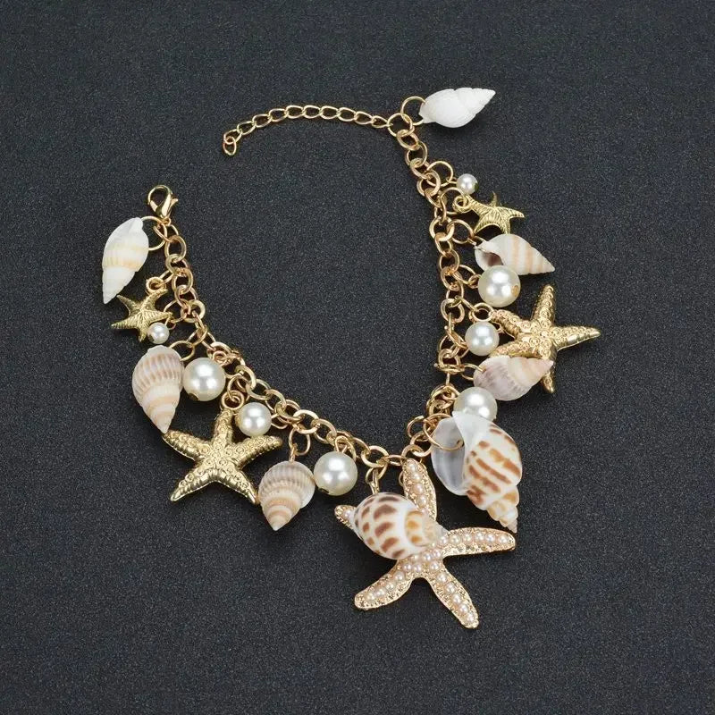 Starfish & Shell Charm Bracelet - Piña Colada