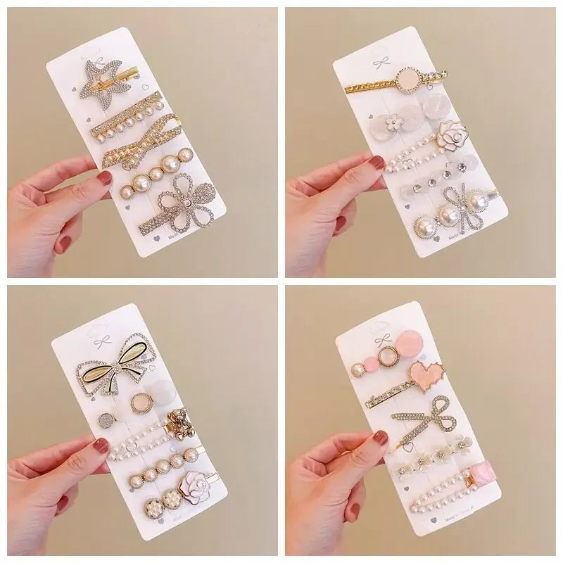 Set Metal Rhinestones Hair Clip - Piña Colada