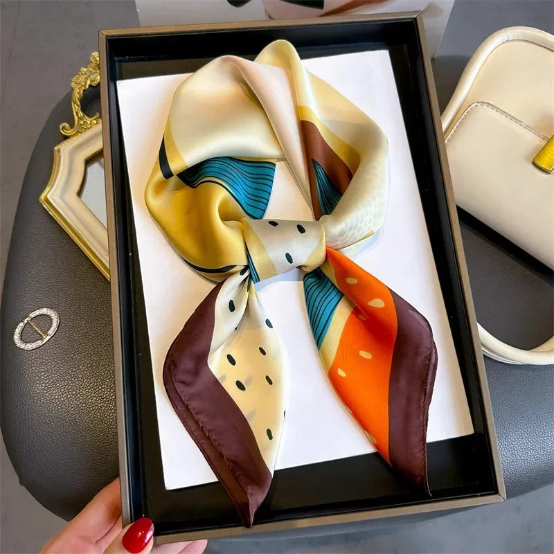 Silk Scarf Square Hairbands Flower - Piña Colada