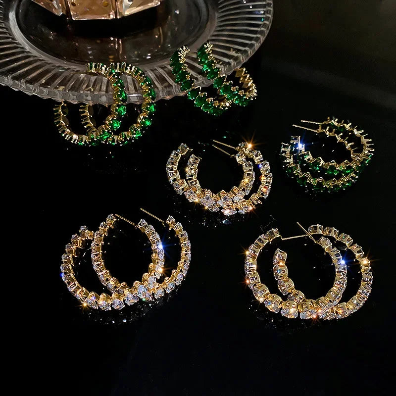 Hoop Earrings Zircon Crystal - Piña Colada