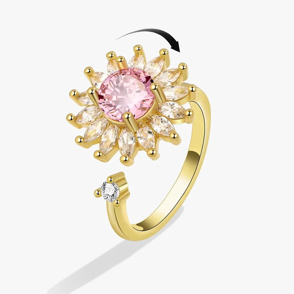 Spinner Ring Crystal Flower - Piña Colada
