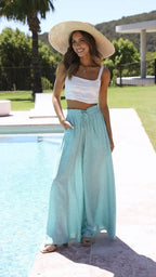 Loose Casual Wide Leg Pants - Piña Colada