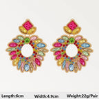 Boho Multicolor Beaded Crystal Dangle Earrings - Piña Colada