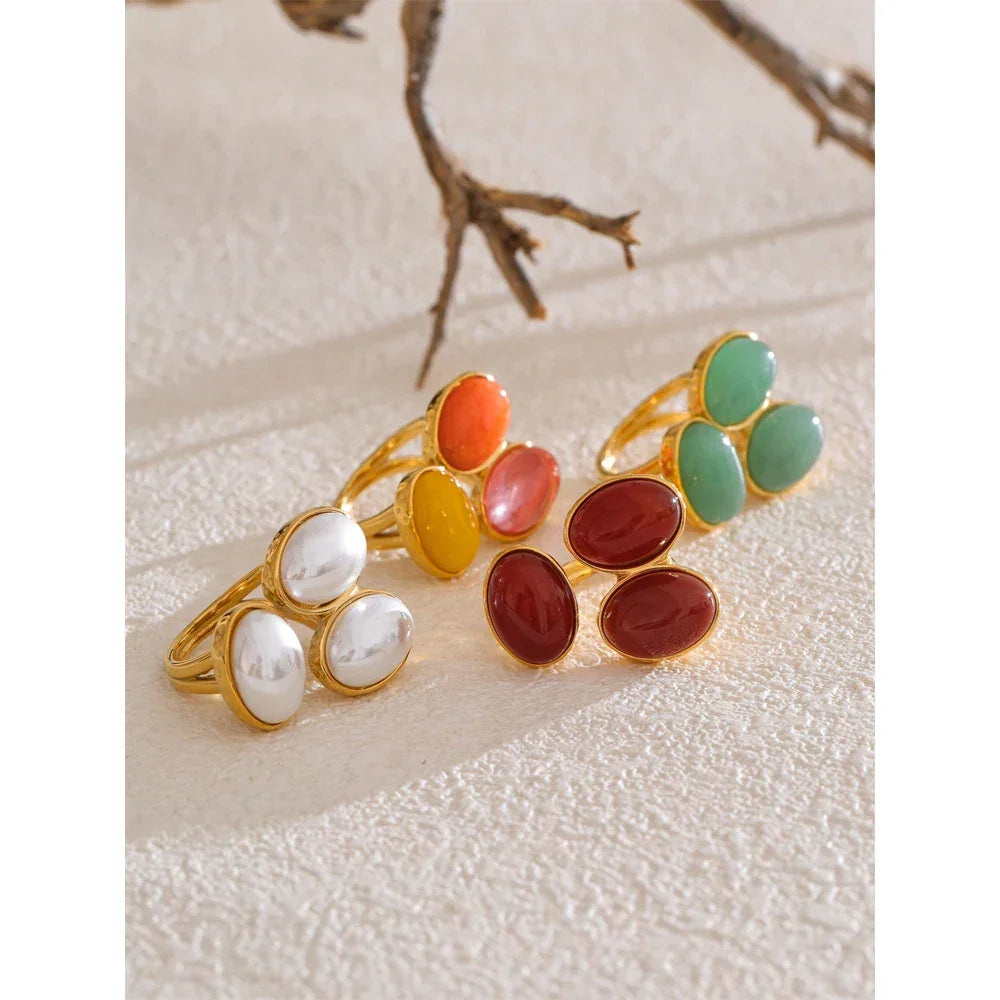 Agate Stone Ring - Piña Colada