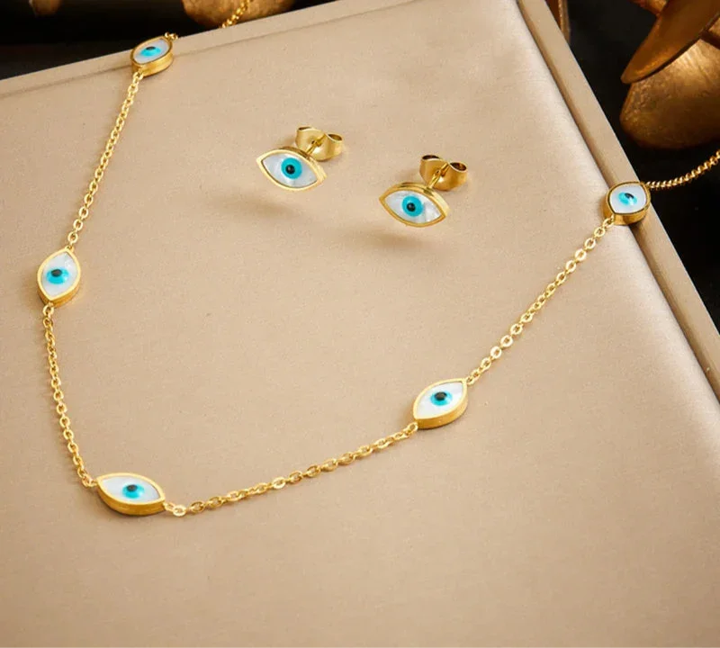 Stainless Steel The Devil's Eye Golden Necklace - Piña Colada