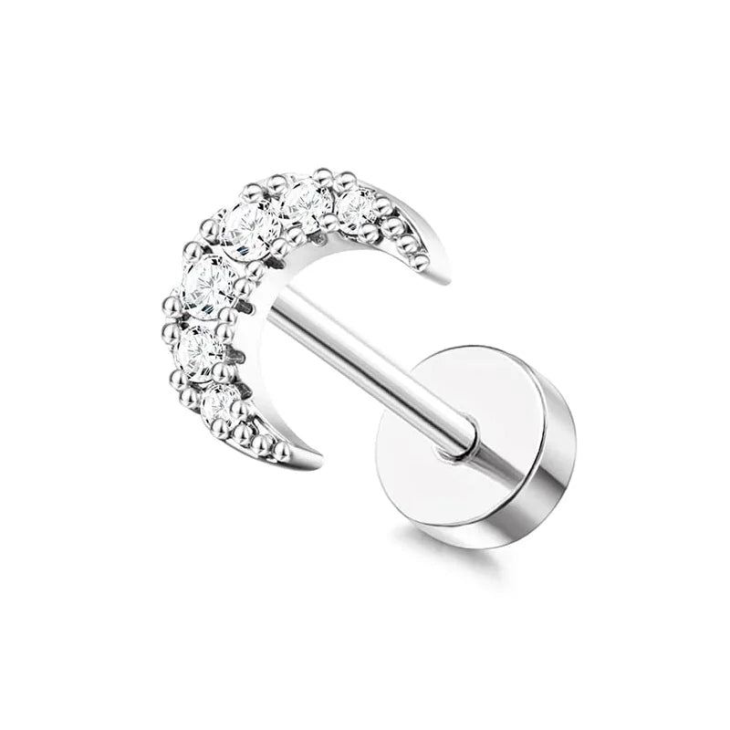 Moon-Shaped Screw-Back Stud Earring - Piña Colada