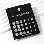 30PCS Retro Pearl & Crystal Zircon Earrings Set - Piña Colada