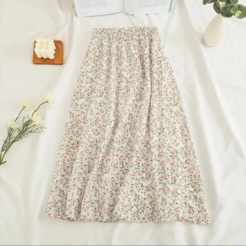 Floral Half Skirt Women's High Waist - Piña Colada