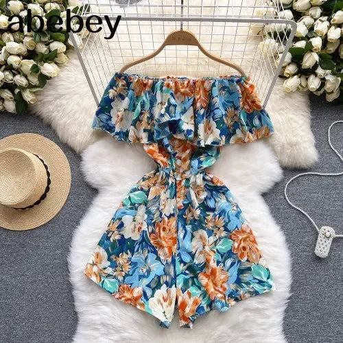 Floral Jumpsuits Shorts - Piña Colada