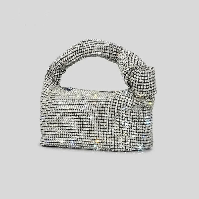 Luxury Rhinestone Knot Handle Evening Bag - Piña Colada