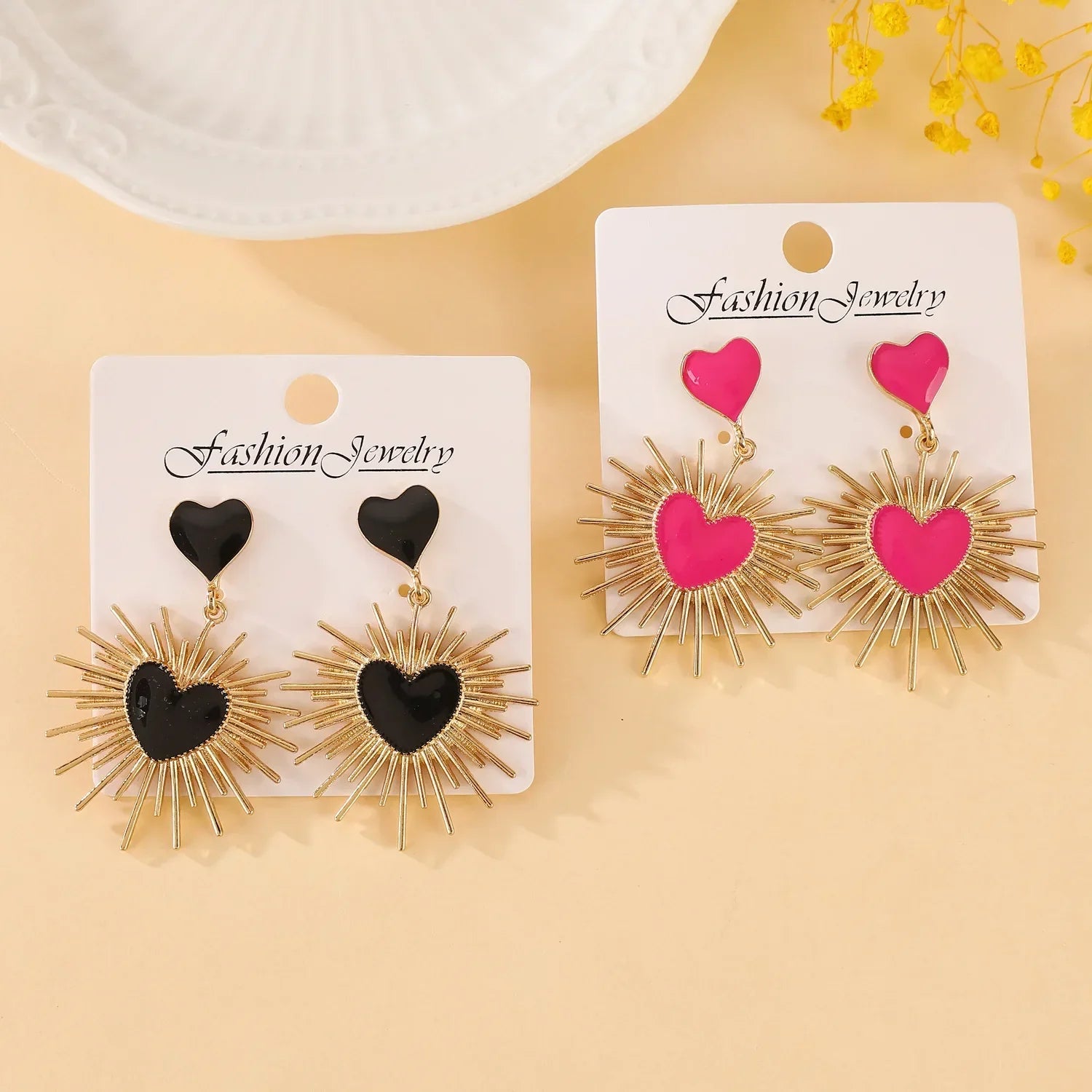 Boho Polka Dot Drop Earrings - Piña Colada