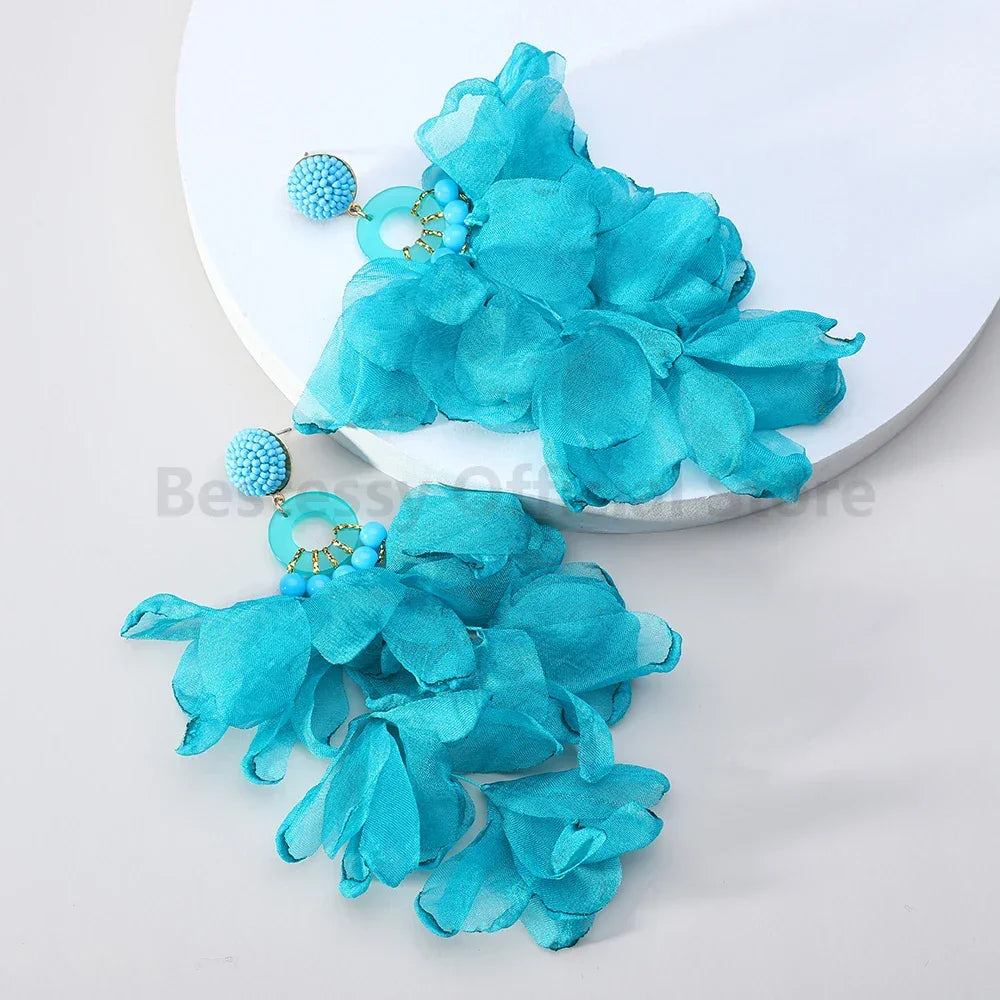 Boho Multicolor Cotton Flower Earrings - Piña Colada