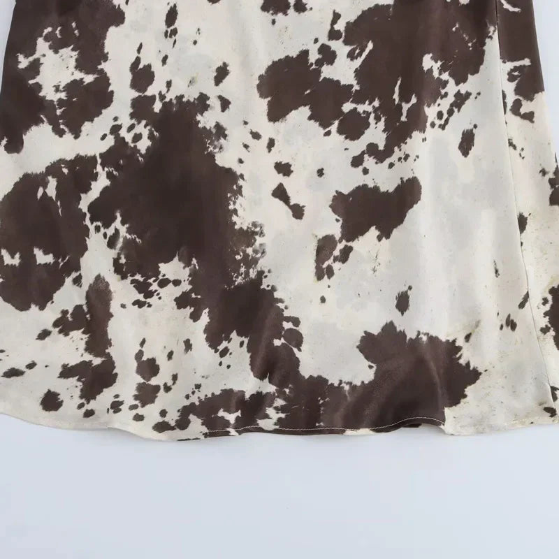 Satin Long Skirts Animal Print - Piña Colada
