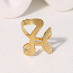 Stainless Steel Irregular Wave Ring - Piña Colada