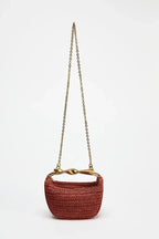 Summer Half-Moon Beach Straw Shoulder Bags Women's - Piña Colada