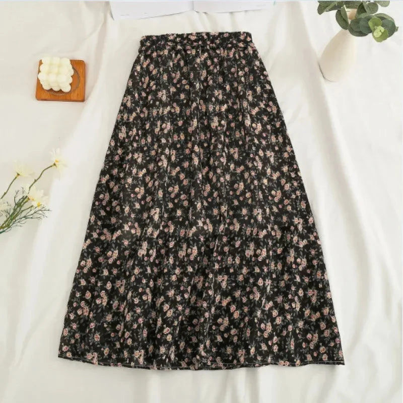 Floral Half Skirt Women's High Waist - Piña Colada