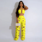Wide Leg Pants Crop Top Outfits - Piña Colada