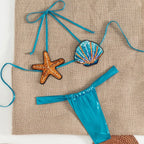 Shiny Sequin Shell Starfish Bikini Set - Piña Colada