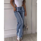 High Waist Loose Fit Wide Leg Jeans – Cotton Denim Comfort - Piña Colada