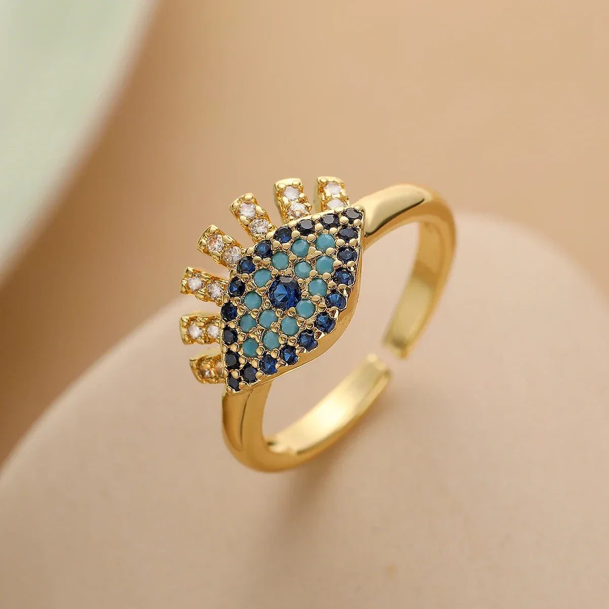 Hollowed out Evil Eye Ring - Piña Colada