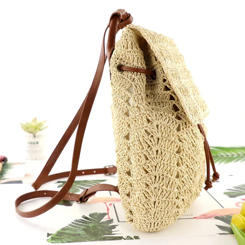 Women Straw Backpack Handmade - Piña Colada