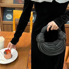 Gold Knotted Noodle Shoulder Bag – Luxury PU Hobo Clutch - Piña Colada