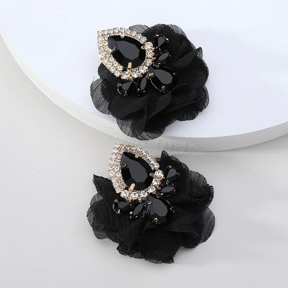 Lace Flower Cotton Drop Earrings - Piña Colada