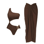Deep V Swimsuit With Long Skirt - Piña Colada