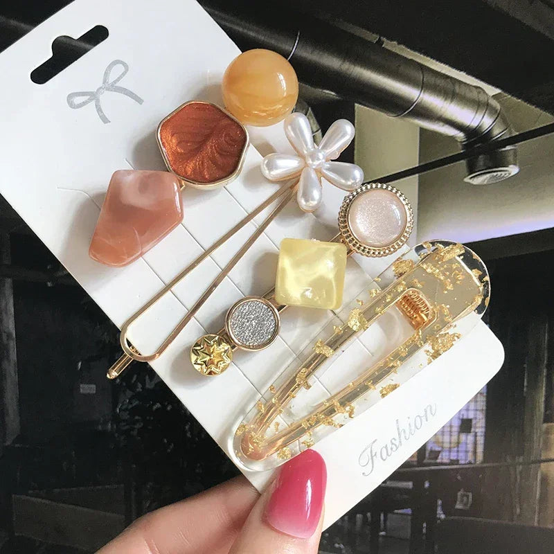 3/4pcs Set Pearl Hair Clip - Piña Colada