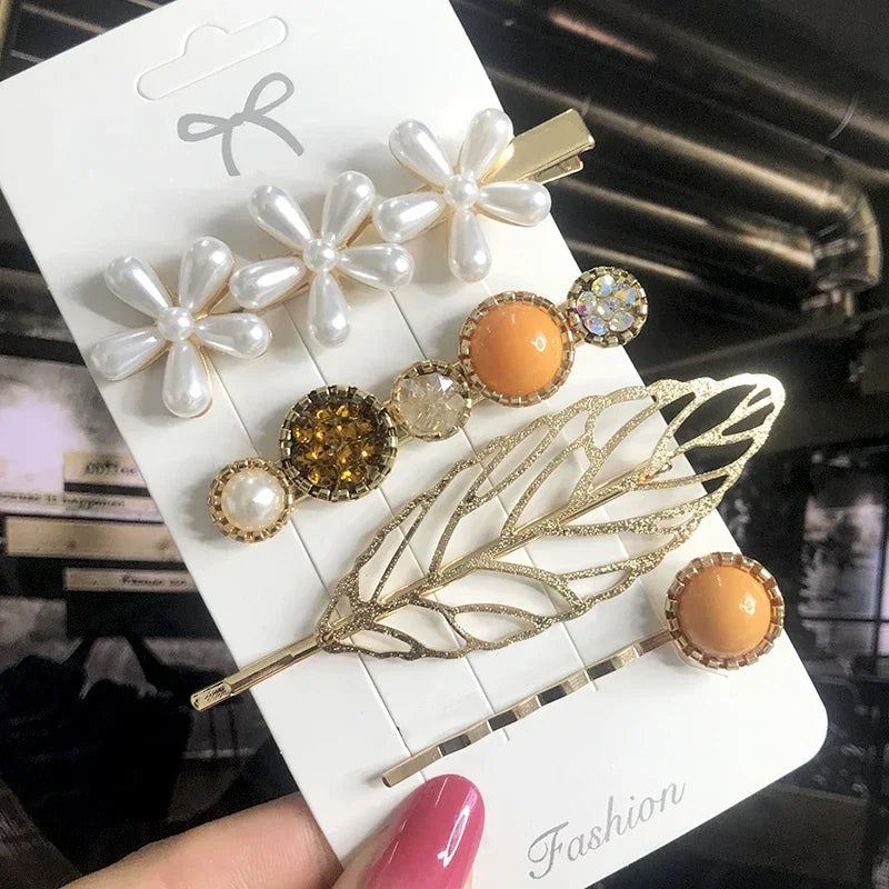 3/4pcs Set Pearl Hair Clip - Piña Colada