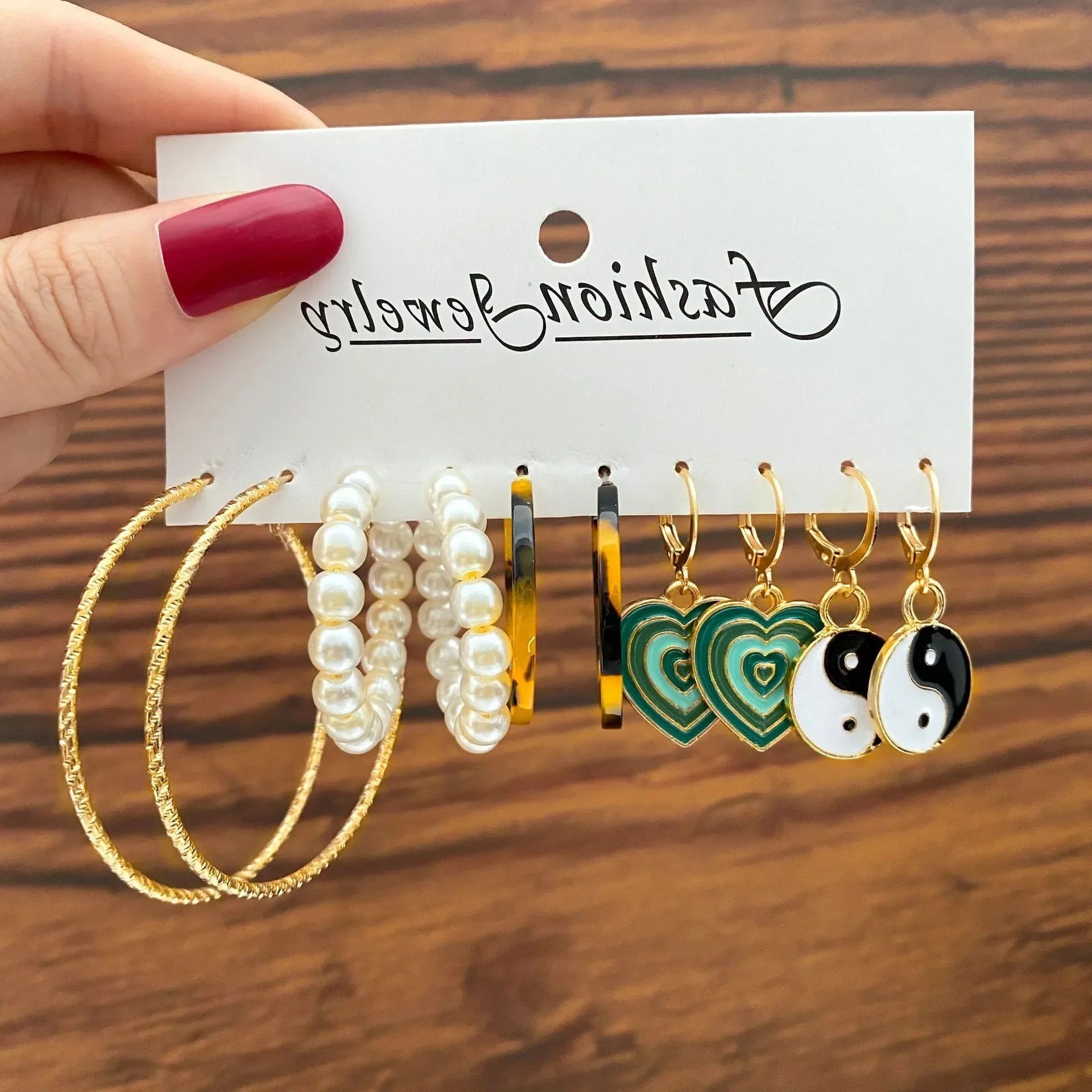 Vintage Pearl Circle Hoop Earring - Piña Colada