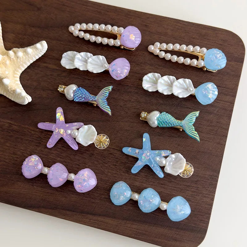 Mermaid Starfish Shell Hairpins - Piña Colada