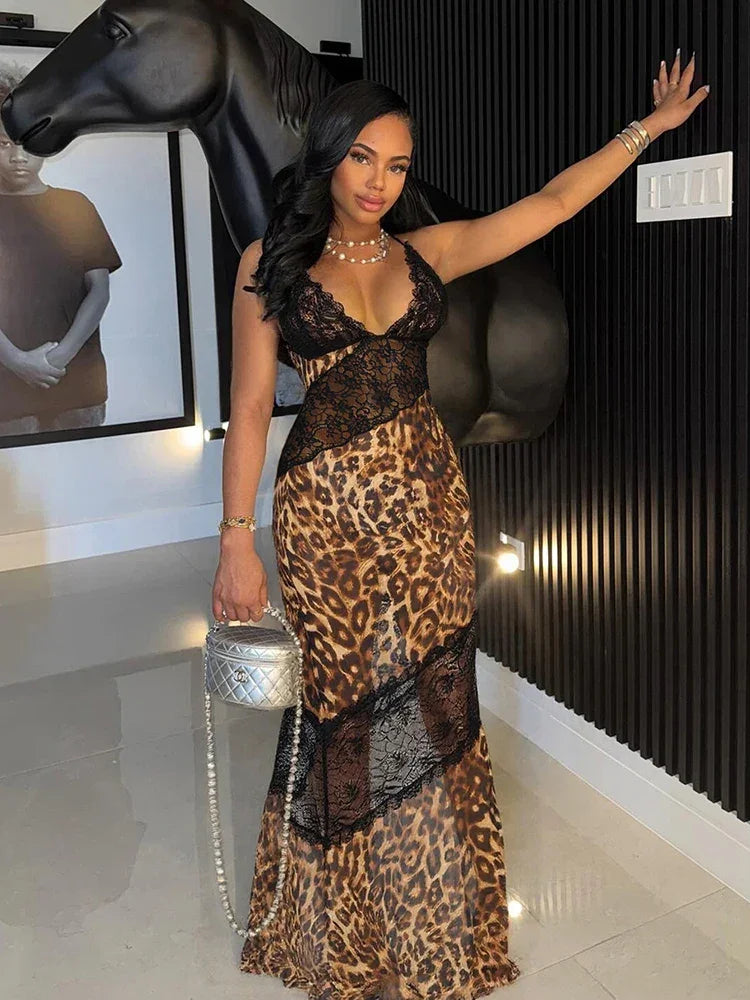 Mesh Patchwork Leopard Print