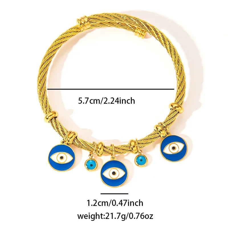 Colorful Eyes & Heart Drip Oil Pendant Bracelet - Piña Colada