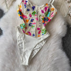 Sequined Slim Fit High-Waist Bodysuit - Piña Colada
