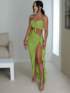 Backless Strapless Bodycon Maxi Dress - Piña Colada