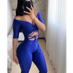 Hollow Out Long Sleeve Jumpsuit - Piña Colada