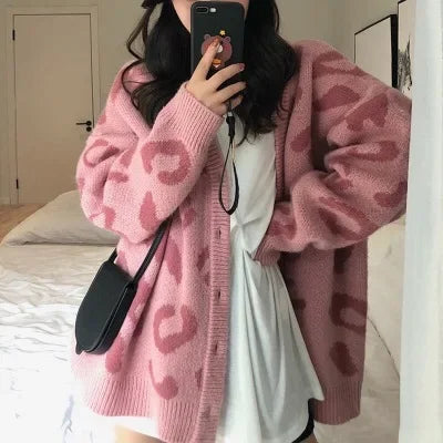 Leopard Print Sweater - Piña Colada