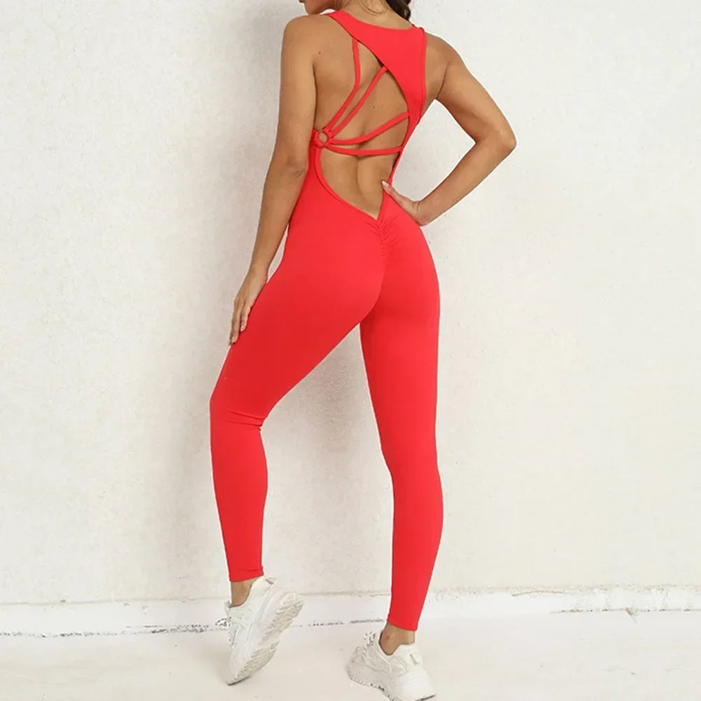 Seamless Sleeveless Yoga Jumpsuit for Women - Piña Colada
