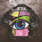 Denim Jacket With Eyes - Piña Colada