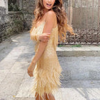 Dress Tassel Mini Dress Glitter - Piña Colada